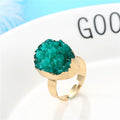 Gold Tone Low Dome Oval Druzy Adjustable Rings in Four Colors view 3
