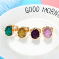 Gold Tone Low Dome Oval Druzy Adjustable Rings in Four Colors view 1