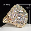 Gold-Tone Filigree Floral Cluster Clear Stone Statement Ring view 5