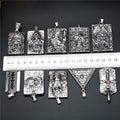 Antique Silver Tone Occult Plaque Pendant Necklaces in Ten Designs view 2