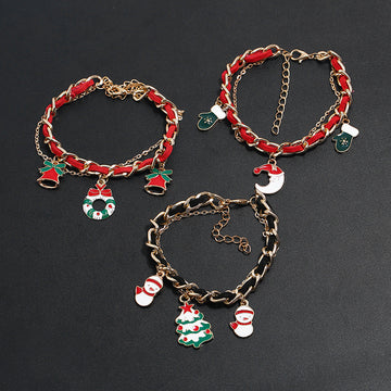 Christmas Charm Ribbon Chain Bracelets in Three Styles