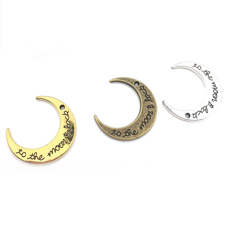 Vintage Zinc Alloy Hollow Moon Star Charm Pendant for DIY Necklace Keychain Jewelry