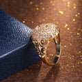 Gold-Tone Filigree Floral Cluster Clear Stone Statement Ring view 3