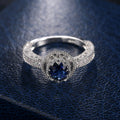 Silver Tone Crown Ring with Deep Blue Square Stone view 3