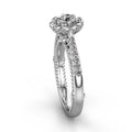 Silver Tone Floral Halo Ring with Round Clear Stone view 2