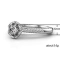 Silver Tone Floral Halo Ring with Round Clear Stone view 5