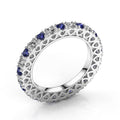 Silver Tone Blue Crystal Alternating Band Ring Jewelry view 1