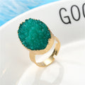 Gold Tone Oval Druzy Crystal Adjustable Rings in Four Colors view 8