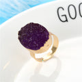 Gold Tone Oval Druzy Crystal Adjustable Rings in Four Colors view 7
