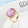 Gold Tone Low Dome Round Druzy Adjustable Rings in Four Colors view 3