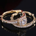 Gold-Tone Two-Piece Ring Set With Square Halo Center view 1