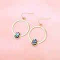 Gold Tone Abalone Shell Circle Drop Earrings in Three Shapes view 1