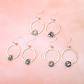 Gold Tone Abalone Shell Circle Drop Earrings in Three Shapes view 2