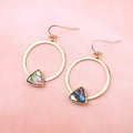Gold Tone Abalone Shell Circle Drop Earrings in Three Shapes view 5