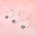 Gold Tone Abalone Shell Circle Drop Earrings in Three Shapes view 4