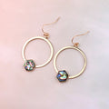 Gold Tone Abalone Shell Circle Drop Earrings in Three Shapes view 7
