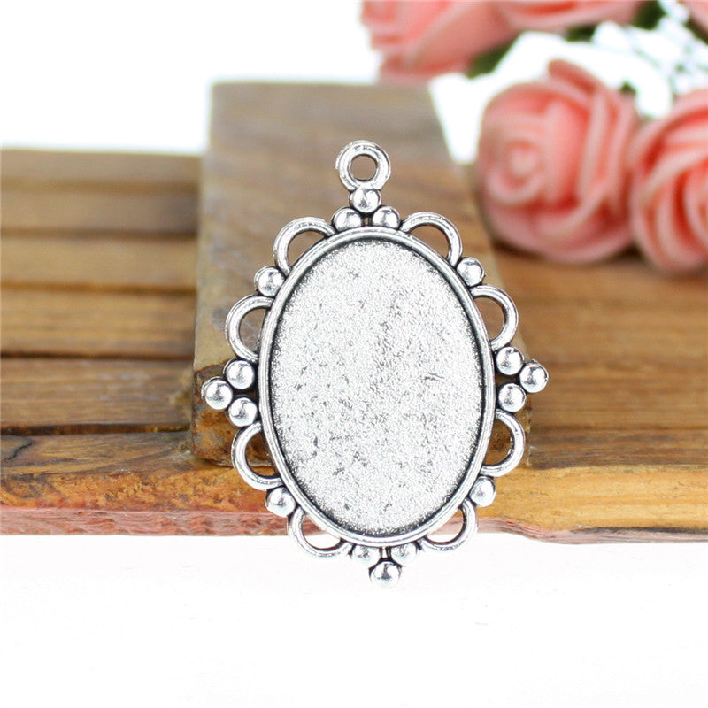 25x18mm Oval Cabochon Tray Pendant Base for DIY Jewelry