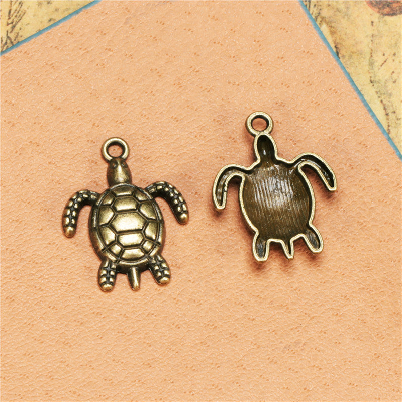 Vintage Sea Turtle Alloy Charm Pendant 23x17mm