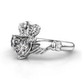 Silver Tone Crown and Heart Openwork Ring Polished Metal Jewelry view 2