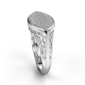 Oval Pavé Signet Ring With Openwork Silver Tone Band view 2