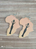 Africa Map Shaped Printed Wood Hook Earrings in Seven Designs view 11