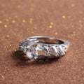 Sculptural Open Frame Ring With Round Clear Center Stone view 4