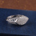 Oval Pavé Signet Ring With Openwork Silver Tone Band view 3