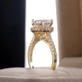 Gold Tone Raised Halo Ring with Round Clear Center Stone view 2
