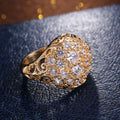 Gold-Tone Filigree Floral Cluster Clear Stone Statement Ring view 2