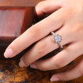 Silver Tone Floral Halo Ring with Round Clear Stone view 4