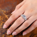 Silver Tone Round Stone Triple Row Halo Ring Polished Metal Jewelry view 4