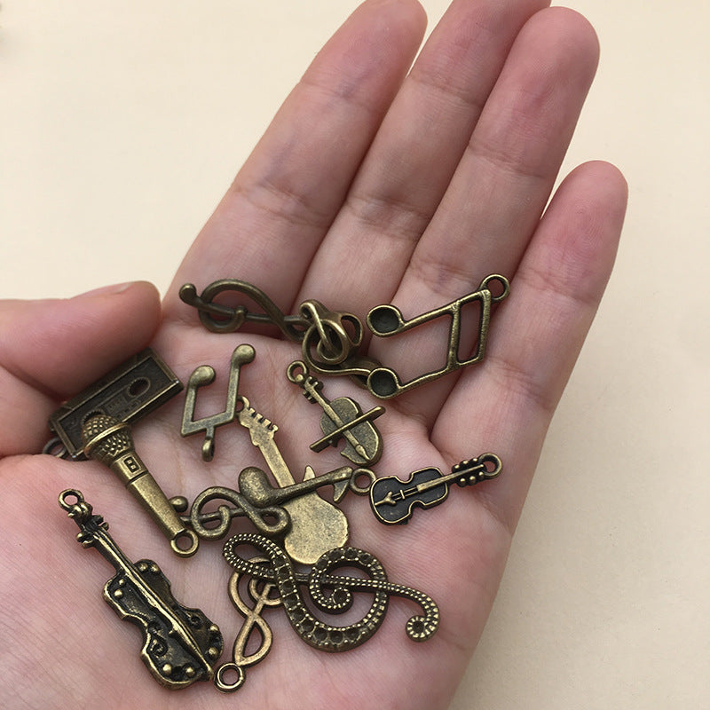 Antique Zinc Alloy Guitar Music Note Instrument Charm Pendants for DIY Jewelry Making
