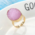 Gold Tone Oval Druzy Crystal Adjustable Rings in Four Colors view 3