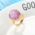 Gold Tone Low Dome Oval Druzy Adjustable Rings in Four Colors view 2