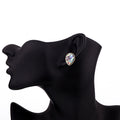 Gold Tone Abalone Shell Teardrop Stud Earrings with Textured Bezel view 4