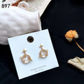 Gold Asymmetric Star Moon Planet Zircon Stud Earrings view 8