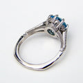 Silver Tone Aqua Round Halo Ring With Clear Stones view 4