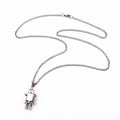 Silver Tone Robot Figural Pendant Necklace with Black Face Panel view 2