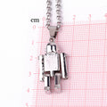 Silver Tone Robot Figural Pendant Necklace with Black Face Panel view 5