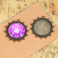 Vintage Metal Double Sided Round Cabochon Setting in Multiple Finishes for Jewelry Making view 2