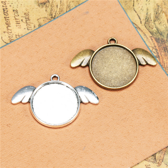 20mm Angel Wing Cabochon Tray Pendant Base