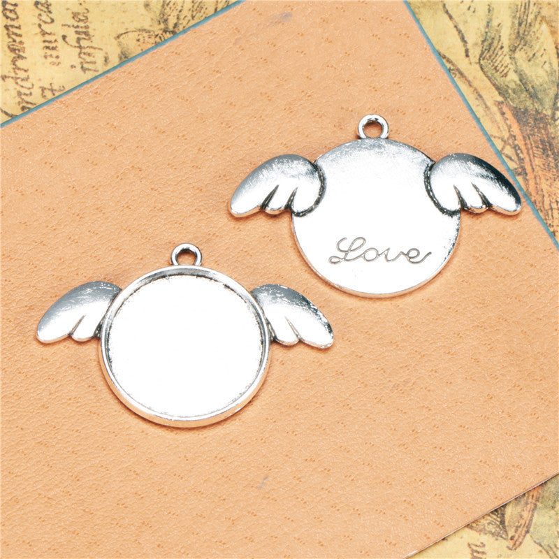 20mm Angel Wing Cabochon Tray Pendant Base