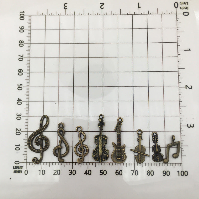 Antique Zinc Alloy Guitar Music Note Instrument Charm Pendants for DIY Jewelry Making