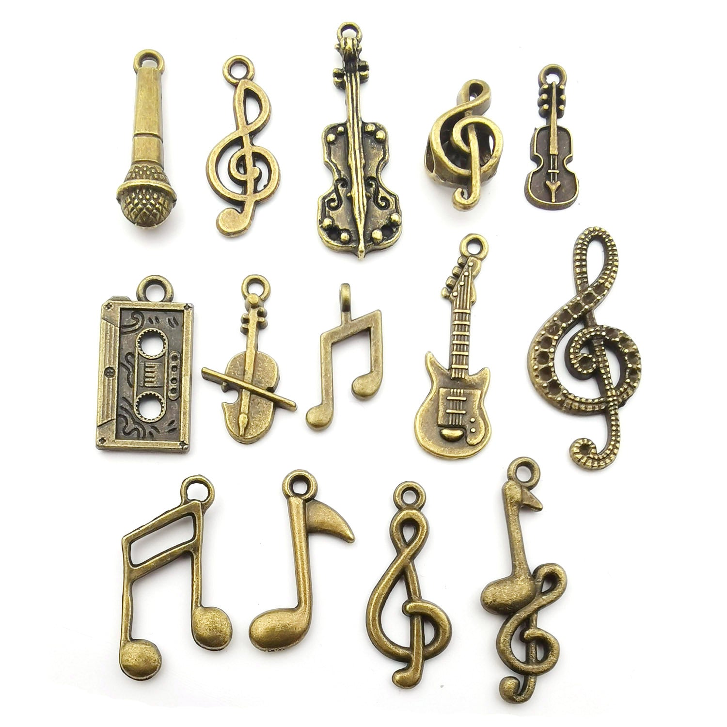 Antique Zinc Alloy Guitar Music Note Instrument Charm Pendants for DIY Jewelry Making