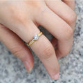 Gold Tone Slim Heart Ring with Silver Tone Stone Accent view 4