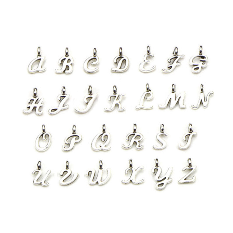 Tibetan Silver Zinc Alloy English Letter Charm Pendant for DIY Bracelet Jewelry Making