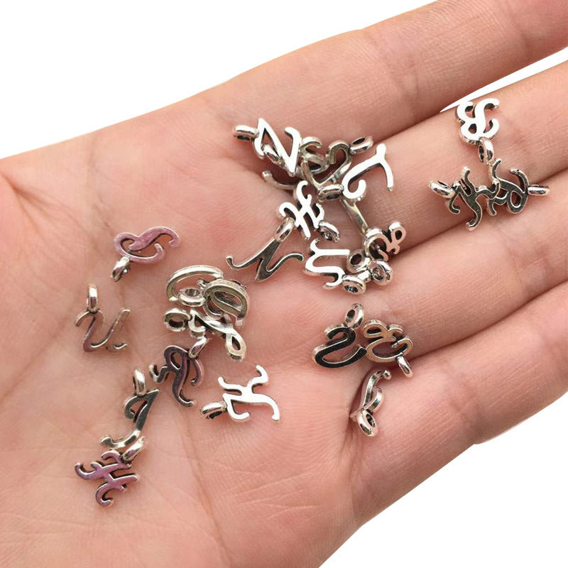 Tibetan Silver Zinc Alloy English Letter Charm Pendant for DIY Bracelet Jewelry Making