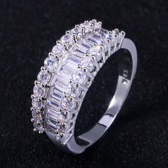 Baguette Stone Wide Eternity Ring In Silver Tone Jewelry