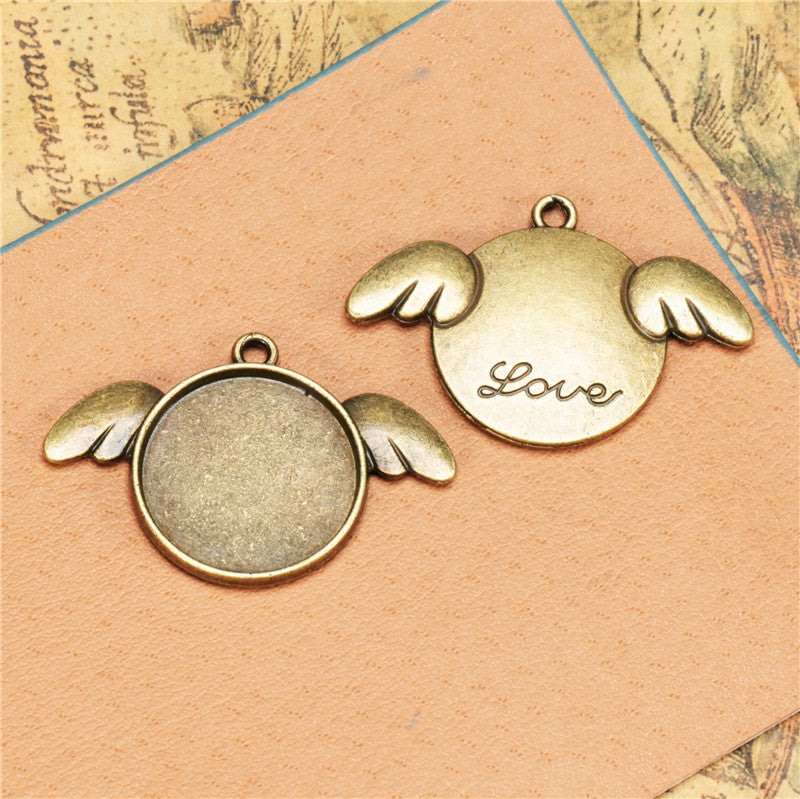20mm Angel Wing Cabochon Tray Pendant Base