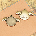 20mm Angel Wing Cabochon Tray Pendant Base